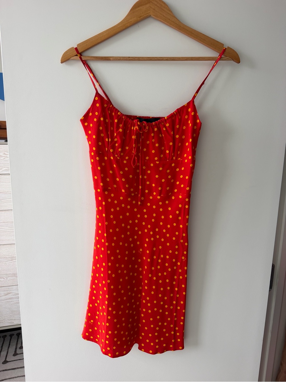 Realisation Par Red Slip Dress with Yellow Polka Dots